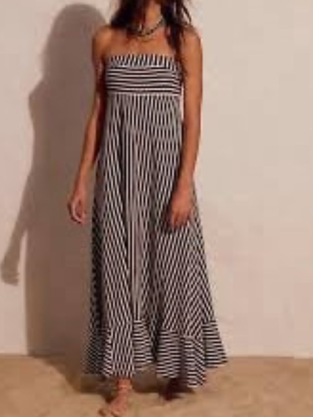 Free People Sadie Striped Midi Dress in coconut milk combo Large NWT